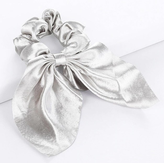  Scrunchie med rosett Silver